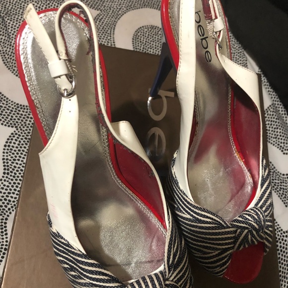 Bebe summer peep toe, sling back platforms - Picture 4 of 6